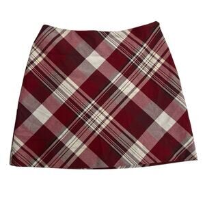 VTG Esprit Plaid Mini Skirt Sz 7 A-line Red White Preppy School Girl Academia